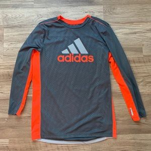 Grey and Orange Boys Adidas Dry Fit Shirt Large